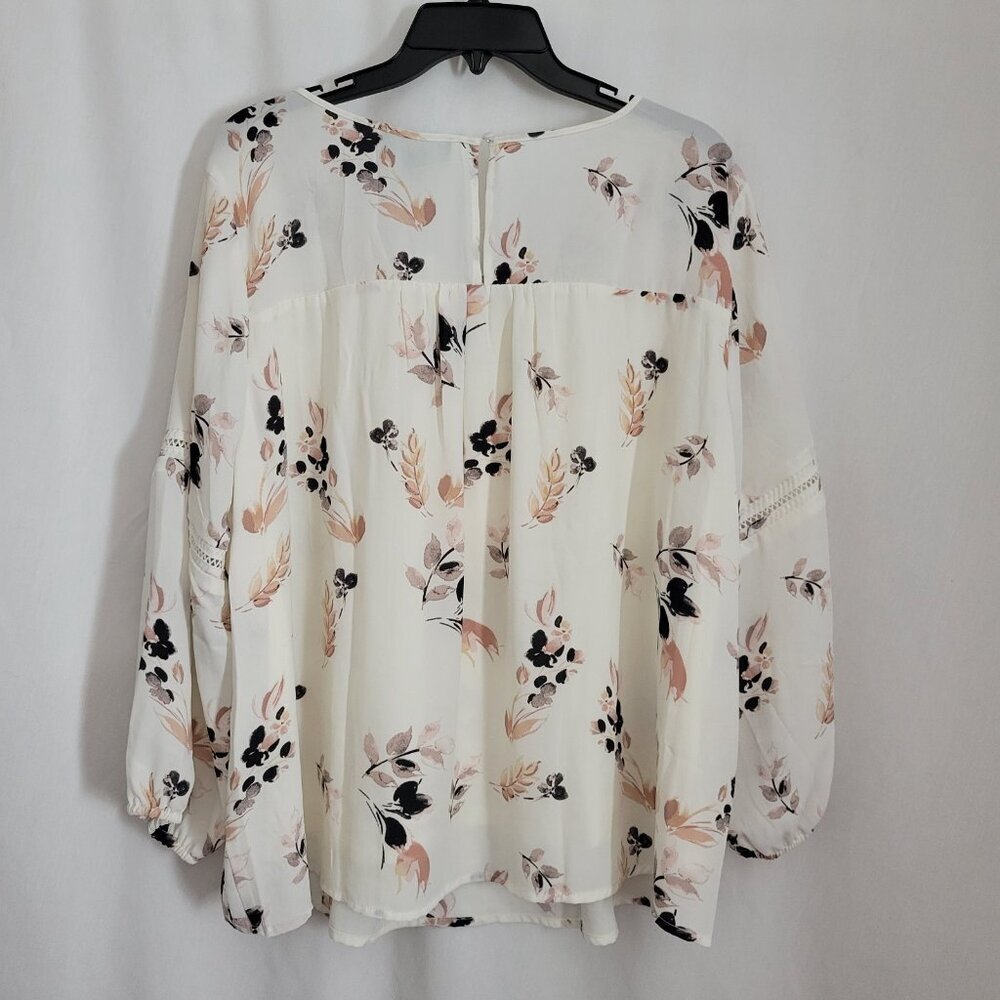 NEW Frazzle Blouse Top XL BOHO Peasant Flowy Floral Cottagecore balloon slv NWT - Picture 3 of 11